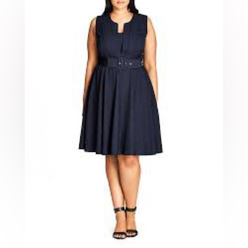 City Chic Vintage Veronica Dress Navy